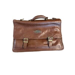 Unisex Bugatti Vintage Leather Messenger Briefcase Bag